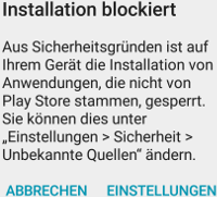 Installation wird geblockt